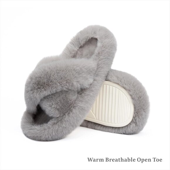 Breathable Blue Faux Fur Lined Slippers with Memory Foam for Ultimate Luxury - Picture 6 of 6